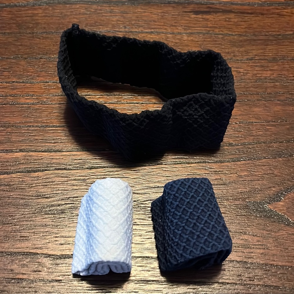 $3 Add-On Set of 3 Headbands Hair Ties Stretchy Black, White, Navy Blue